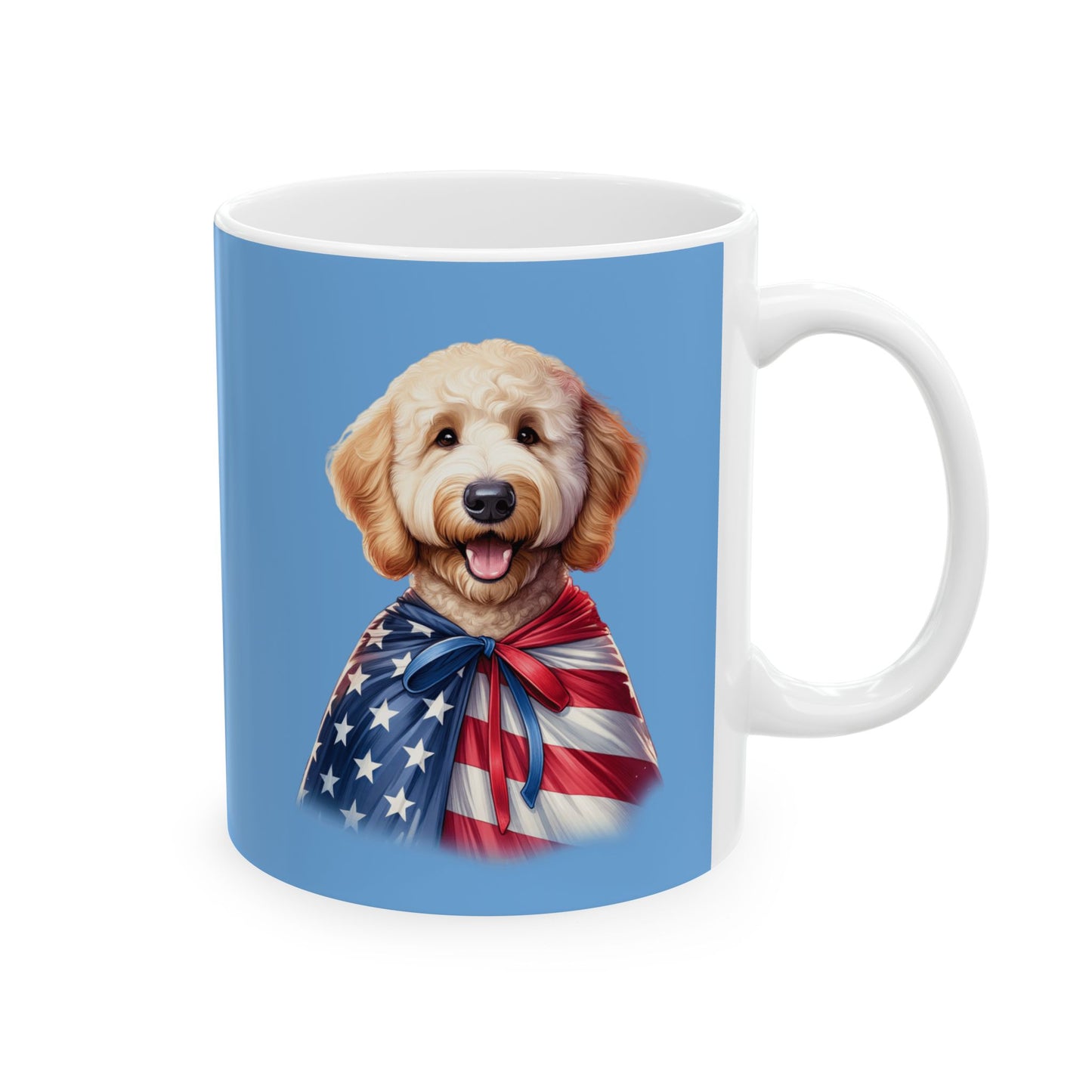 Patriotic Goldendoodle Dog Ceramic Mug - 11oz & 15oz
