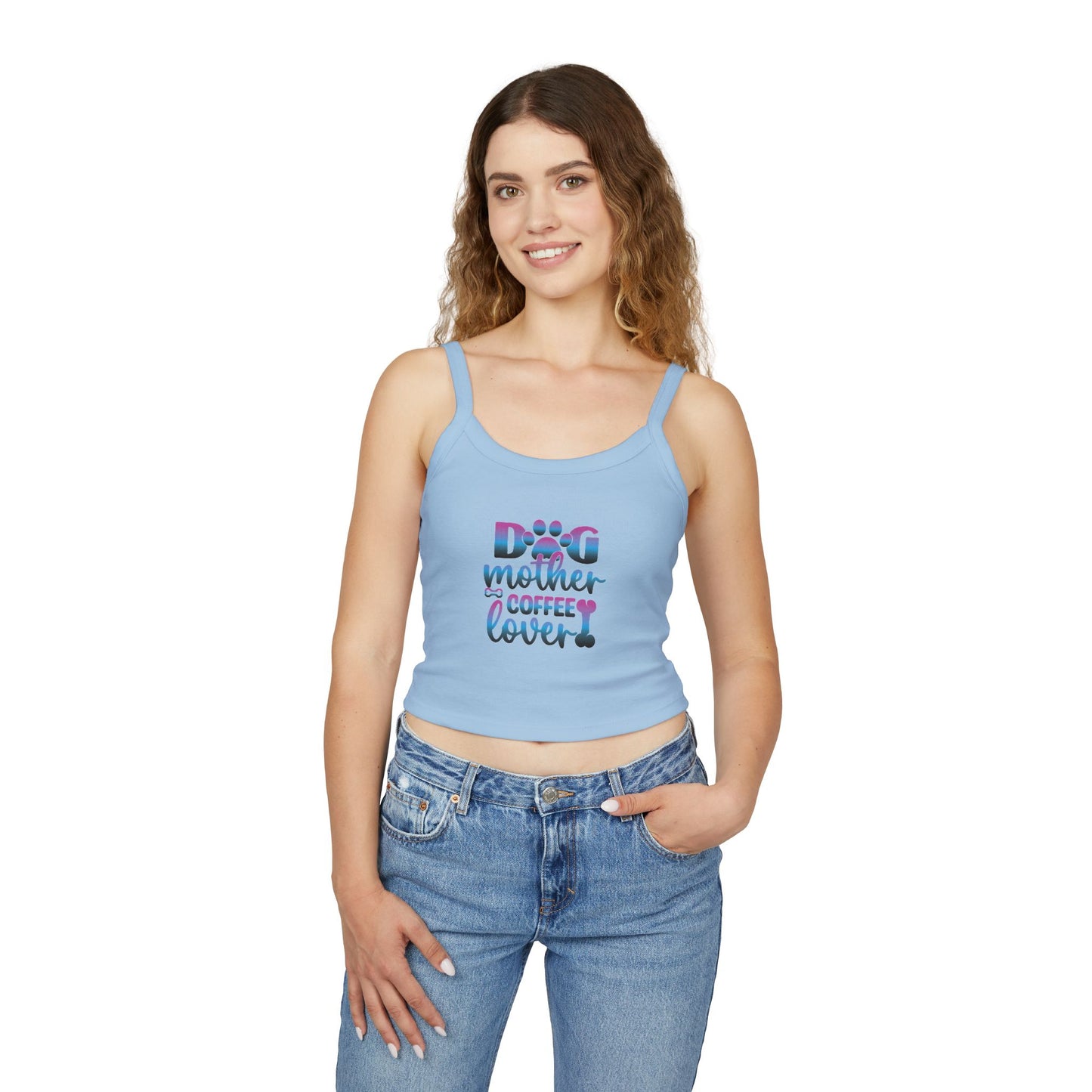 Dog Mother Coffee Lover Spaghetti Strap Tank Top