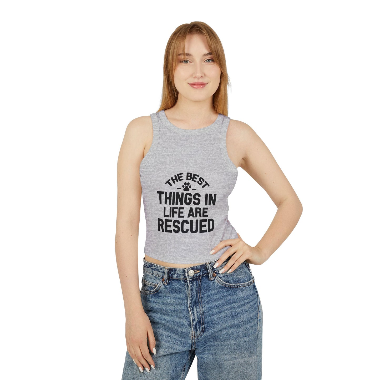 Rescue Love Women's Micro Rib Racer Tank Top - The Best Things in Life Are Rescued | Purrfect Pet Haven