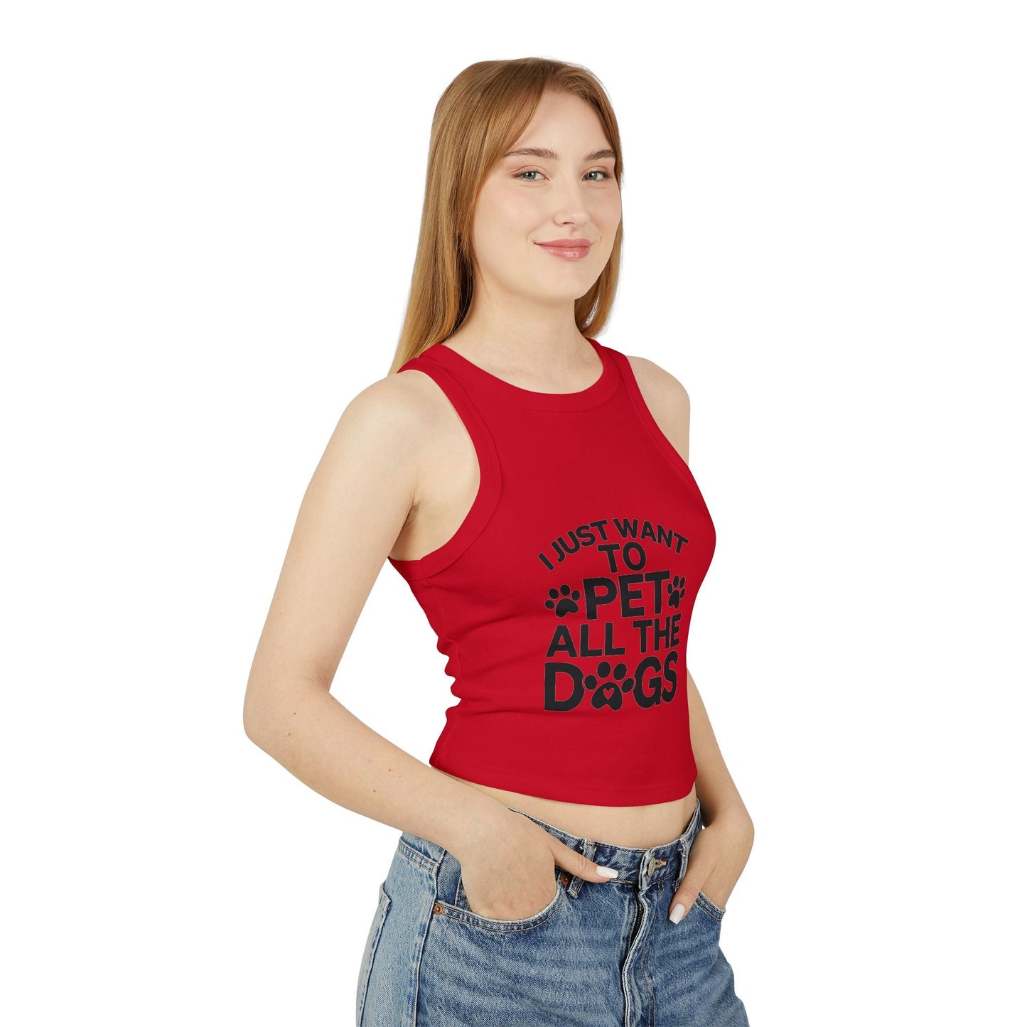 I Just Want to Pet All the Dogs - Women's Micro Rib Racer Tank Top - Cute Pet Lover Apparel | Purrfect Pet Haven