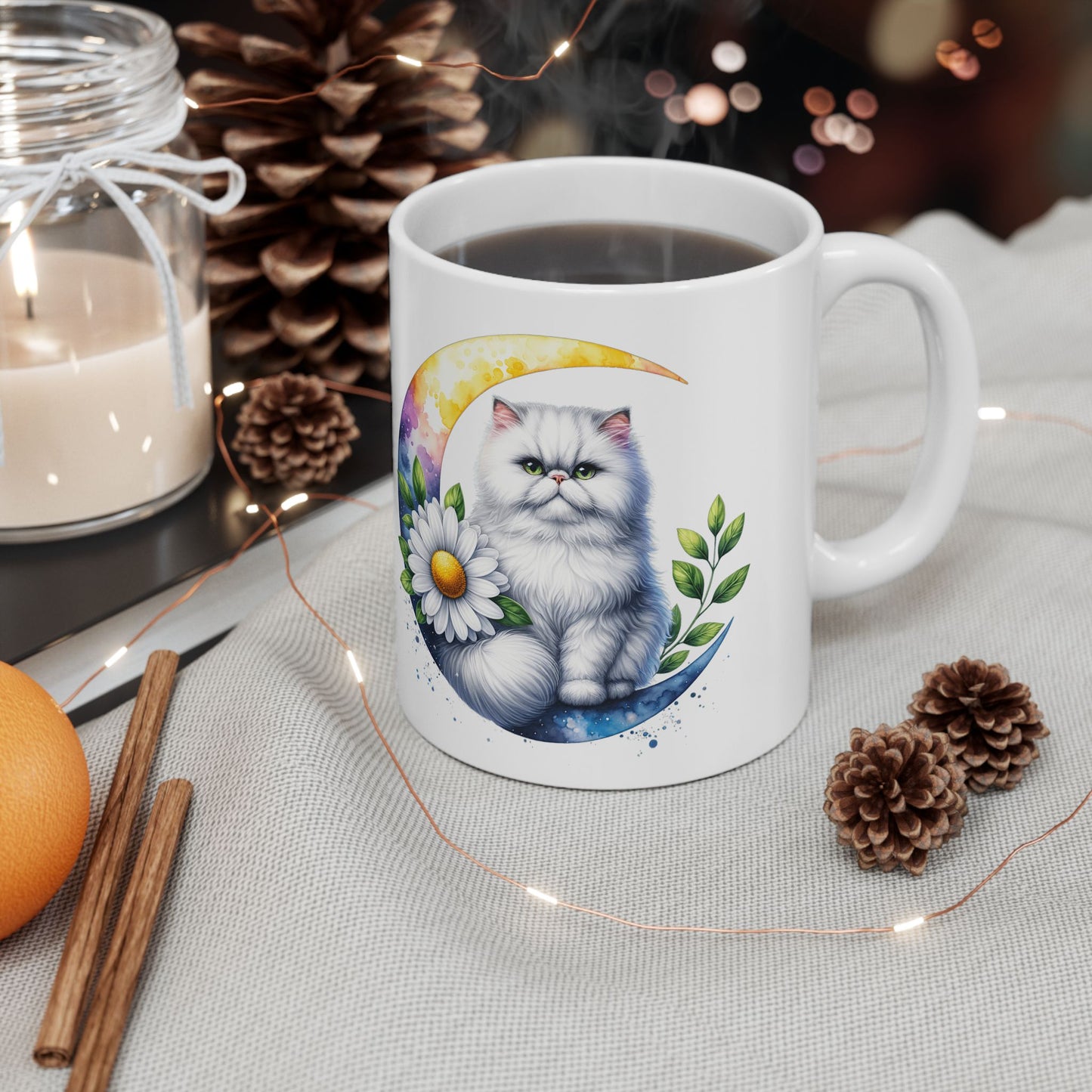 Whimsical Floral Cat Ceramic Mug - 11oz & 15oz