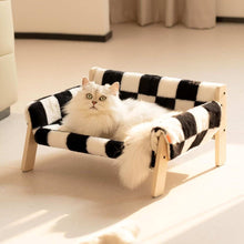 Raised Cat Bed - Wooden Legs Checkerboard