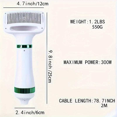 2-in-1 Portable Pet Hair Dryer And Grooming Brush For Dogs And Cats