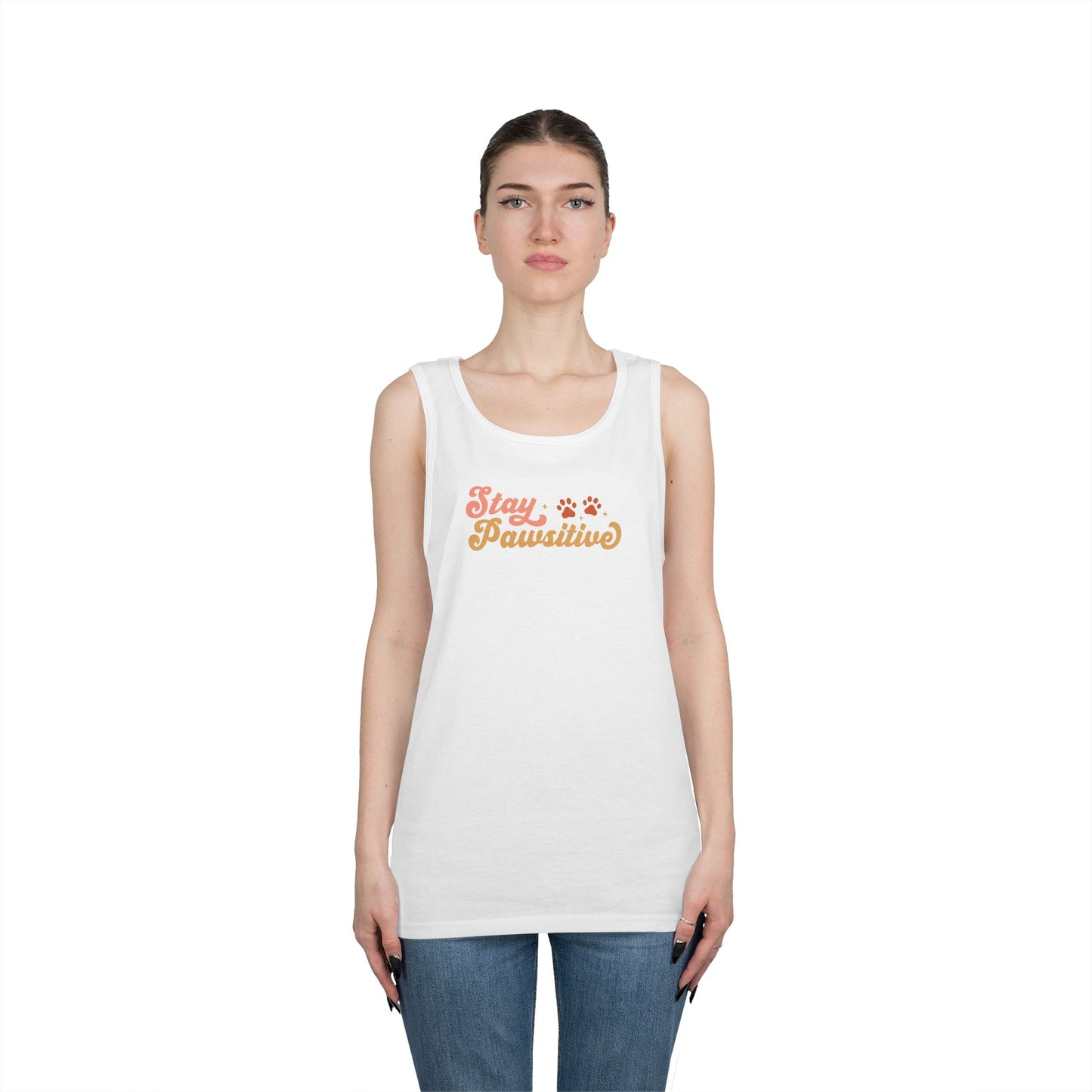 Cute Pet Lover Tank Top, Stay Pawsitive Tank, Funny Dog Lover Shirt
