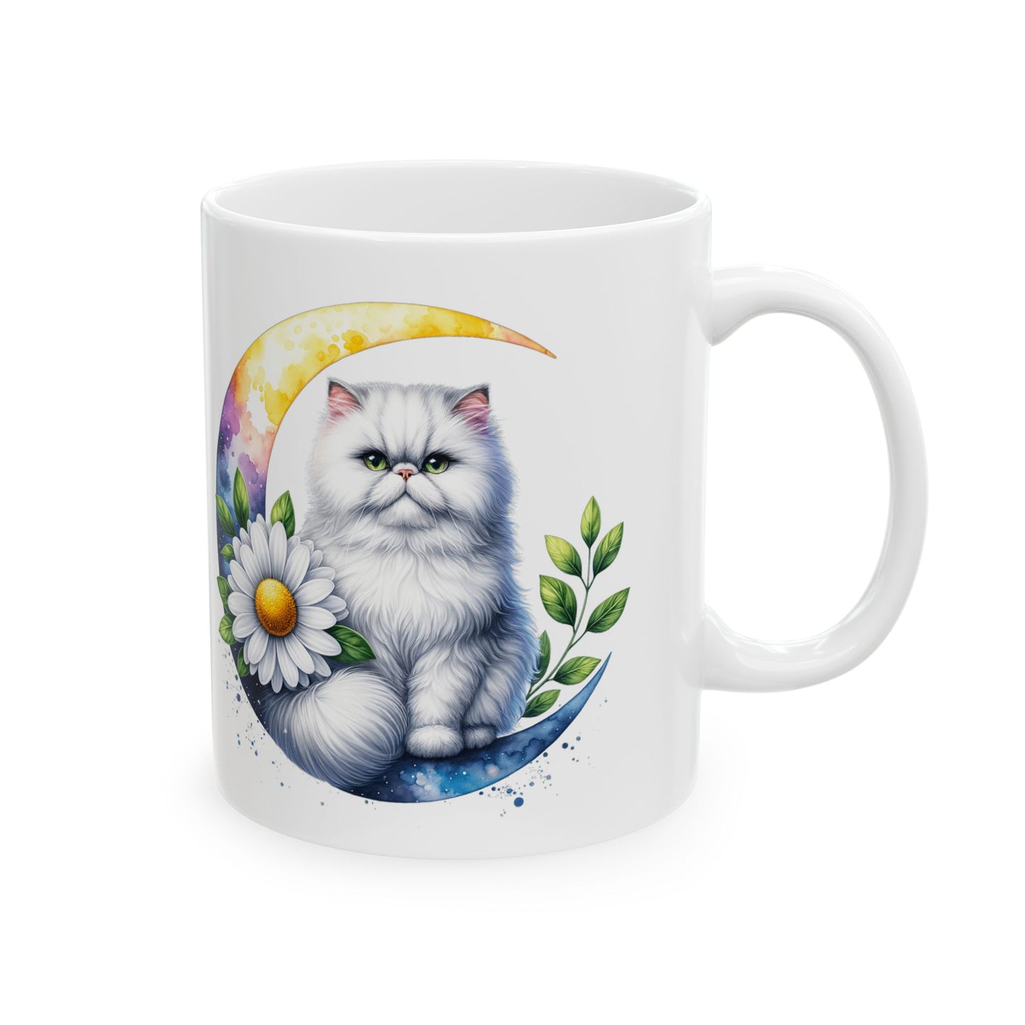 Whimsical Floral Cat Ceramic Mug - 11oz & 15oz