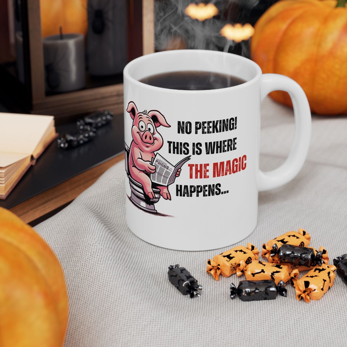 Funny Ceramic Mug - 'No Peeking!' Pig Design - Perfect Gift for Friends or Family | Purrfect Pet Haven