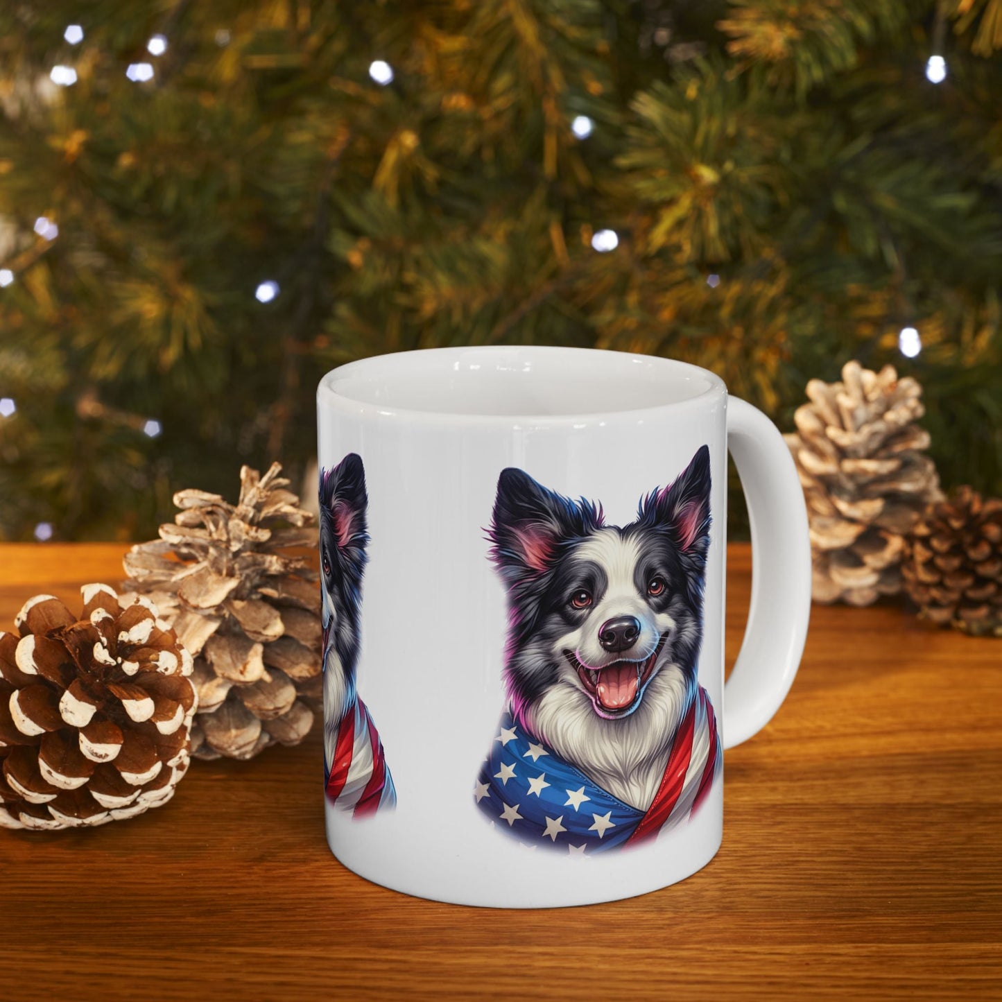Border Collie Patriotic Dog Ceramic Mug - 11oz & 15oz | Purrfect Pet Haven