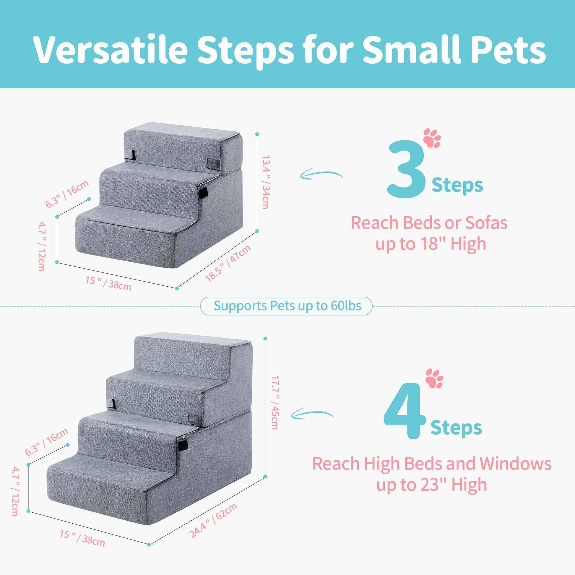 Dog Steps for High Beds - 4-Step Foam Pet Stairs - Purrfect Pet Haven