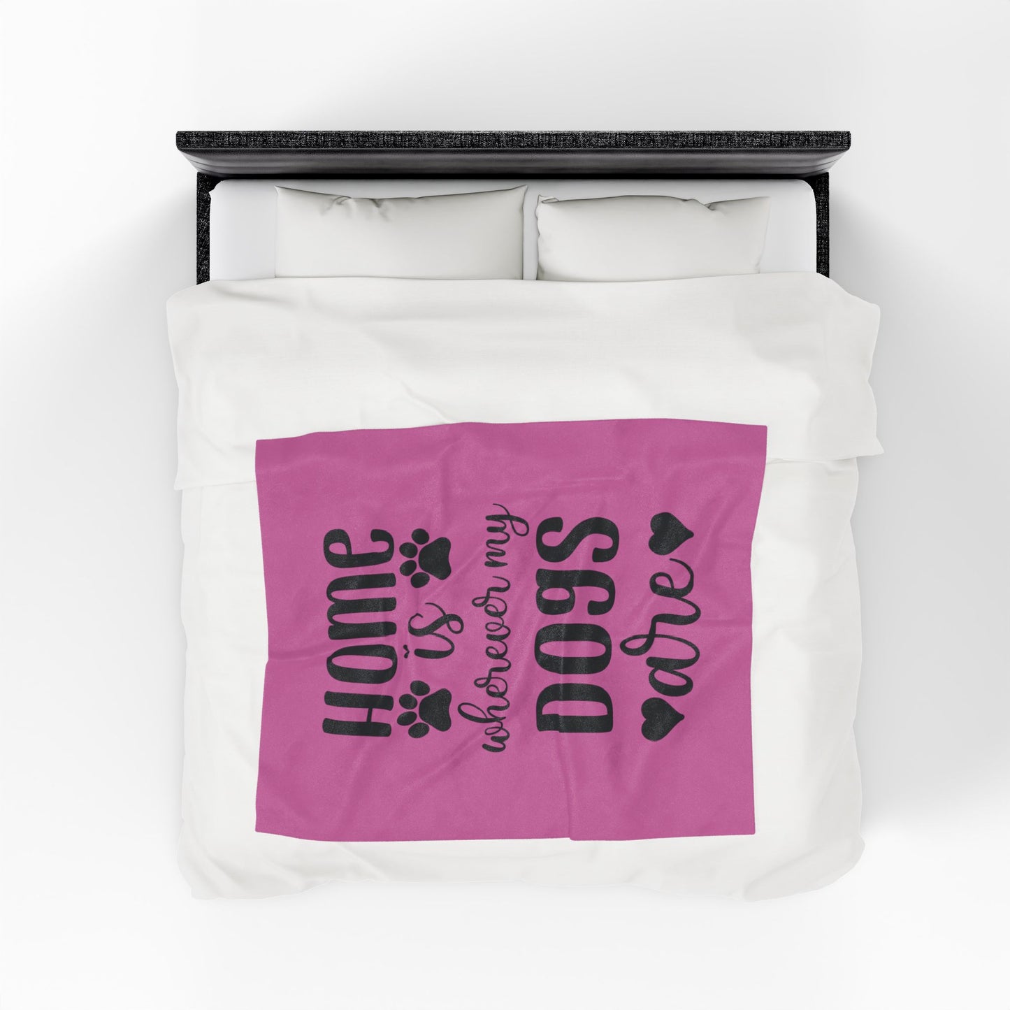 Cozy Pet Lover's Blanket - "Home is Wherever My Dogs Are" - Velveteen Plush