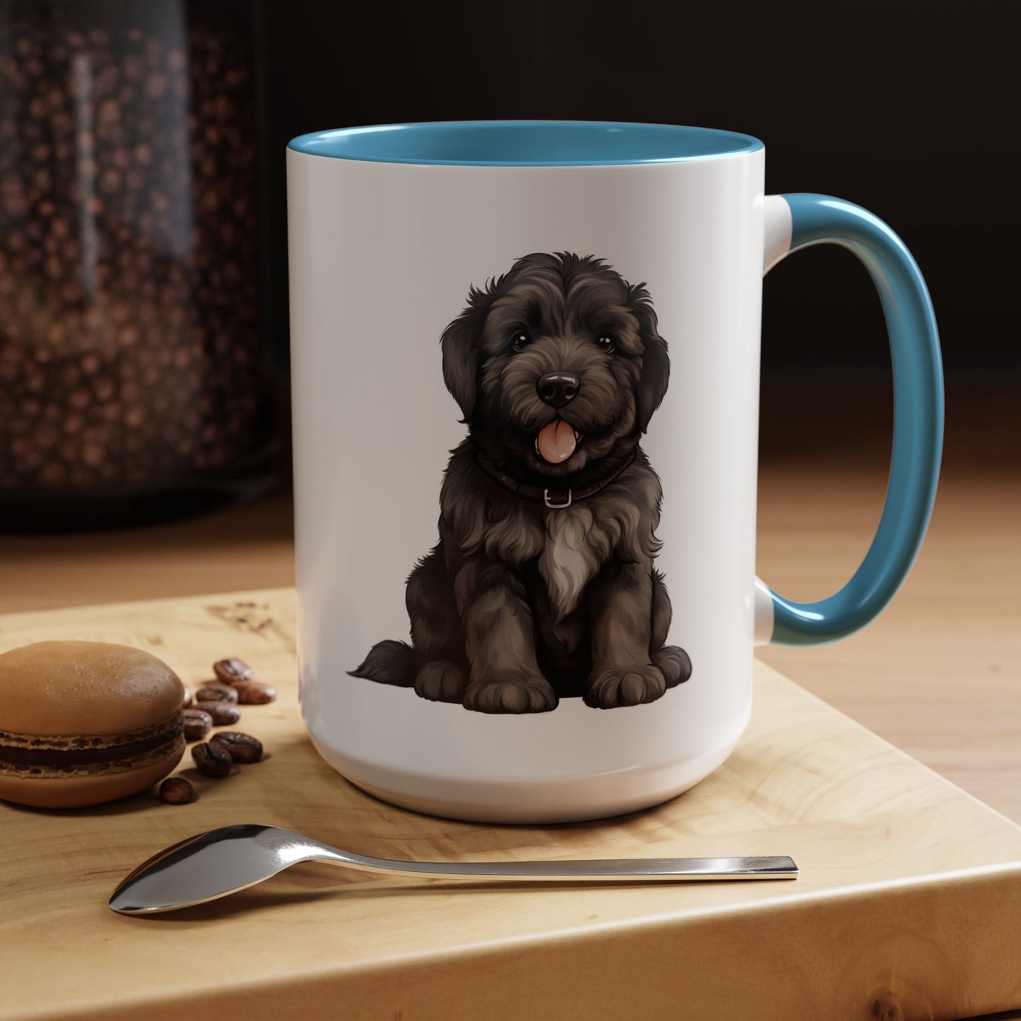 Cute Bouvier Des Flanders Dog Design Accent Coffee Mug - 11oz & 15oz
