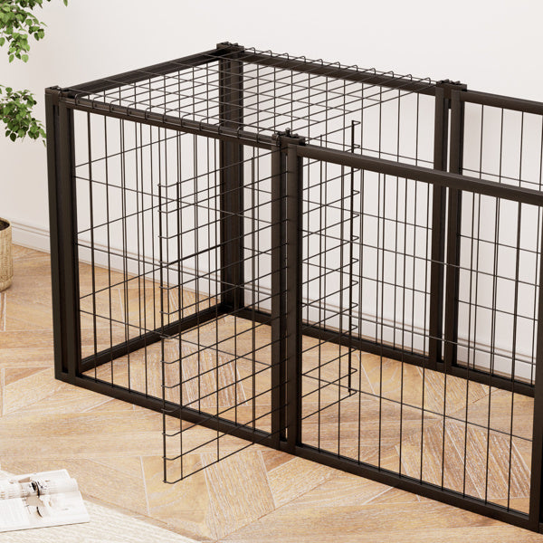 Black Iron 48 Inch Wide Front or Side Door Access Indoor Dog Cage
