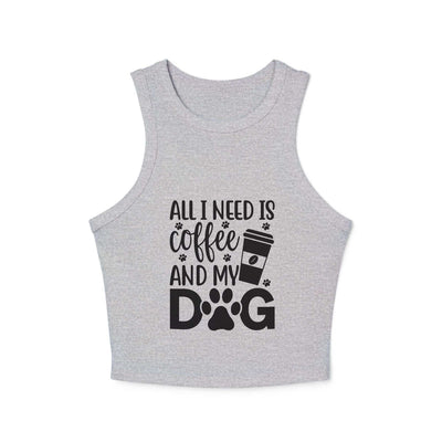 Dog Lover Coffee Micro Rib Racer Tank Top