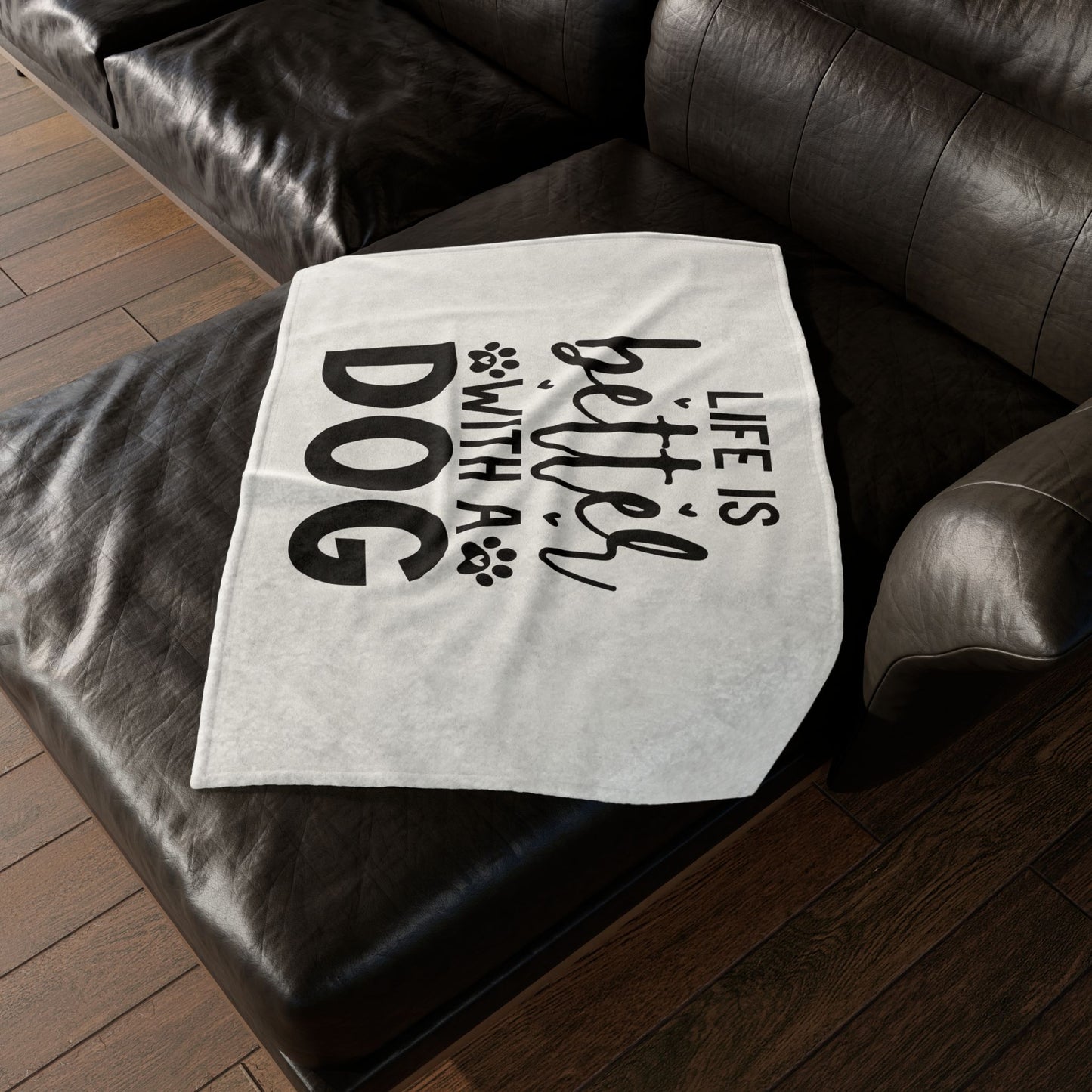 Dog Lover's Soft Polyester Blanket - 'Life is Better with a Dog'