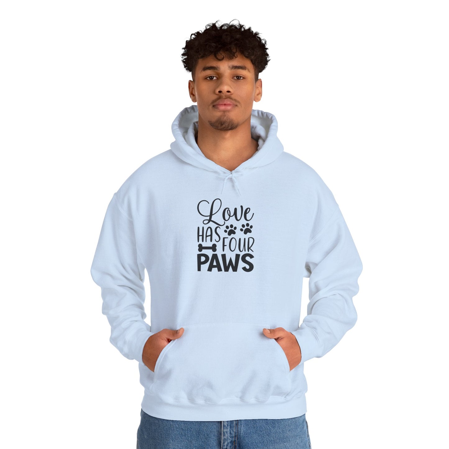 Love Has Four Paws Hoodie – Cozy Unisex Sweatshirt for Pet Lovers | Purrfect Pet Haven