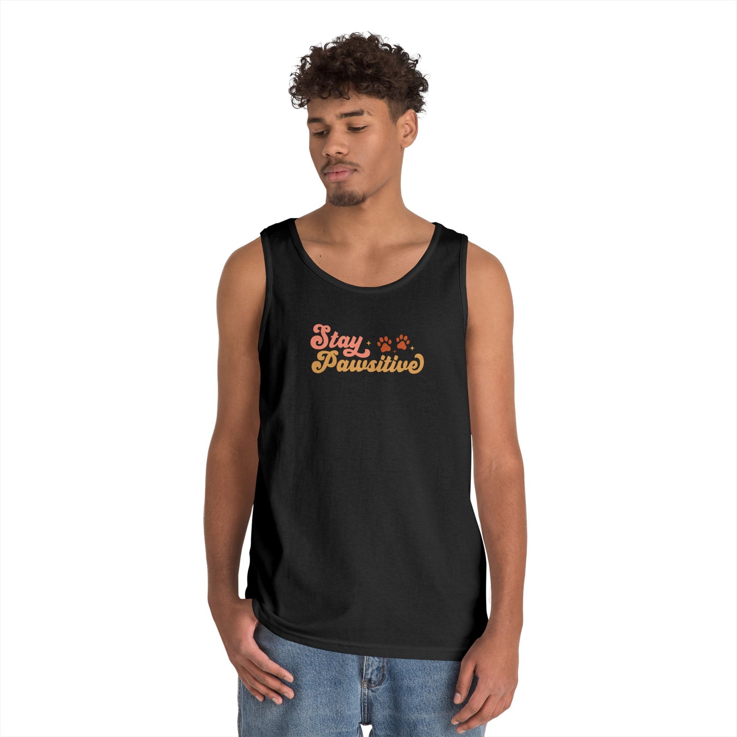 Cute Pet Lover Tank Top, Stay Pawsitive Tank, Funny Dog Lover Shirt