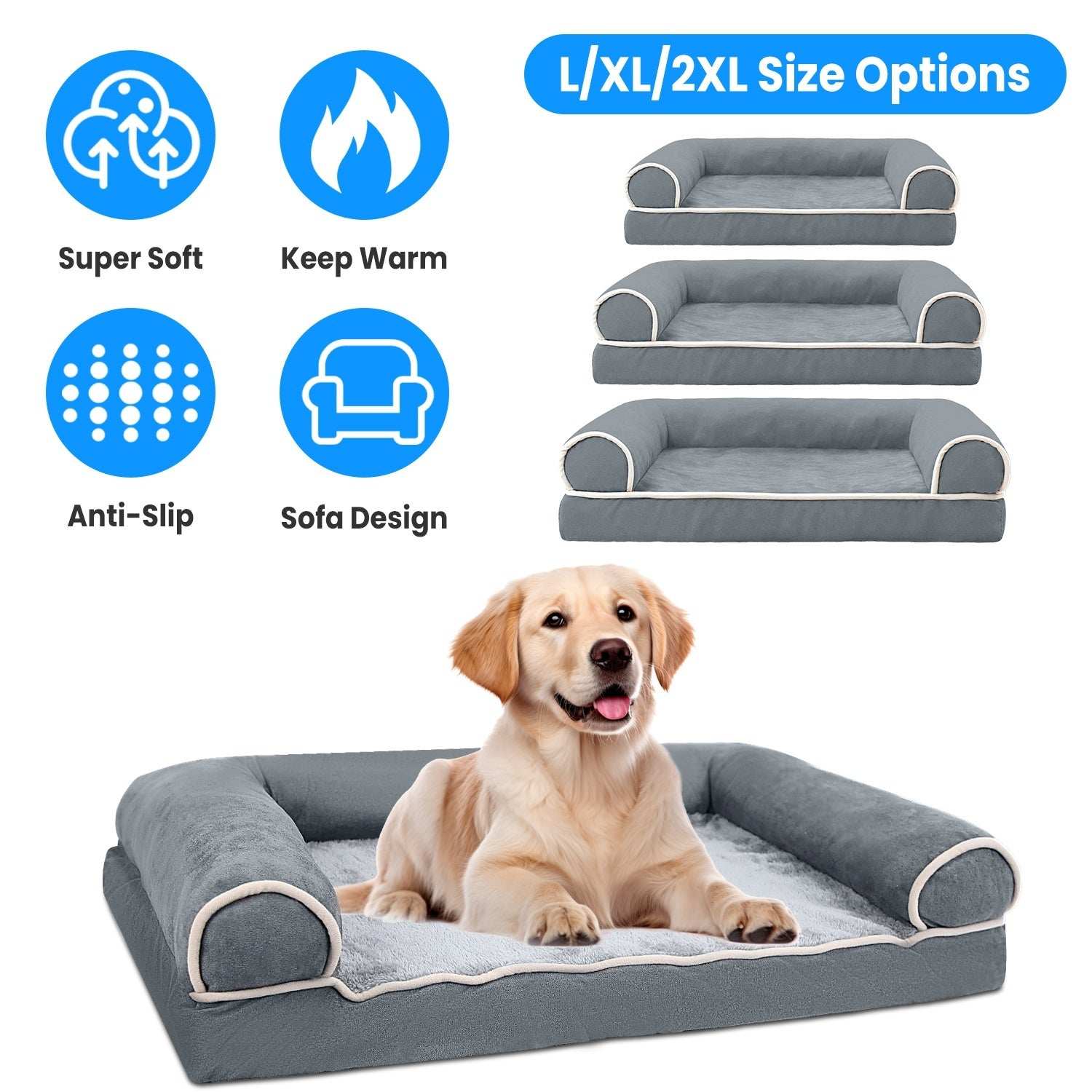 Luxury Dog Bed Sofa - Washable Cover & Memory Foam - Purrfect Pet Haven