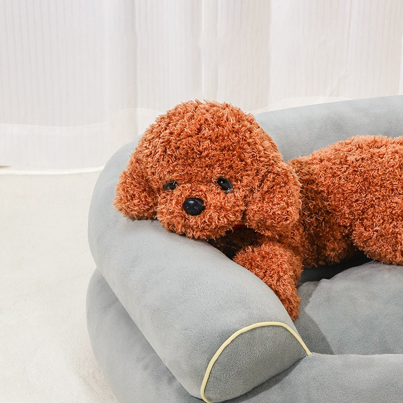 Soft Fabric Pet Sofa Bed For Dogs and Cats with Side Bolsters - Small to 3XL