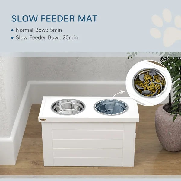 Elevated Dog Bowls - Slow Feeder with Storage for Large Dogs - Purrfect Pet Haven