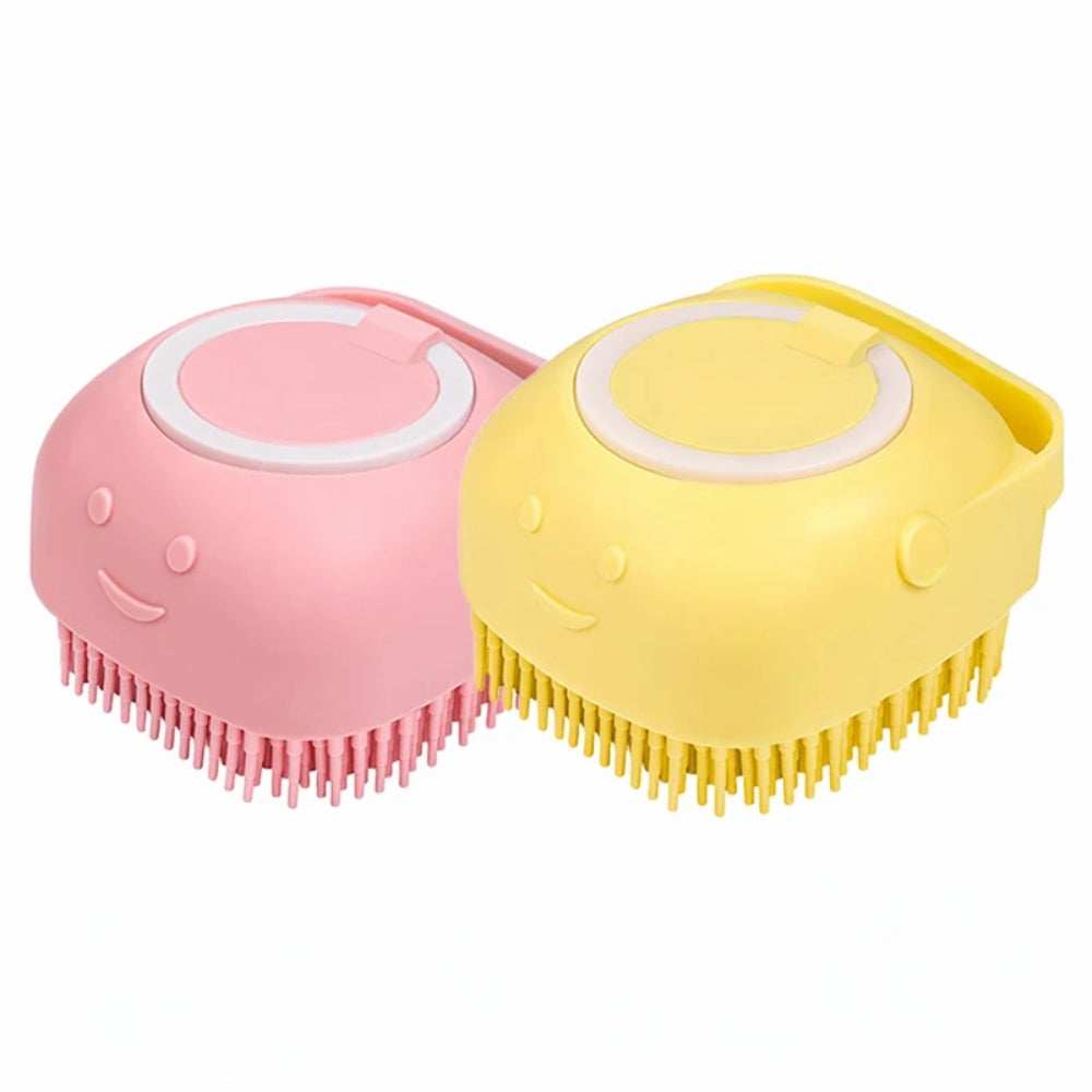 Dog Bathing Brush Pet Massage Brush Shampoo Dispenser Soft Silicone Brush | Purrfect Pet Haven