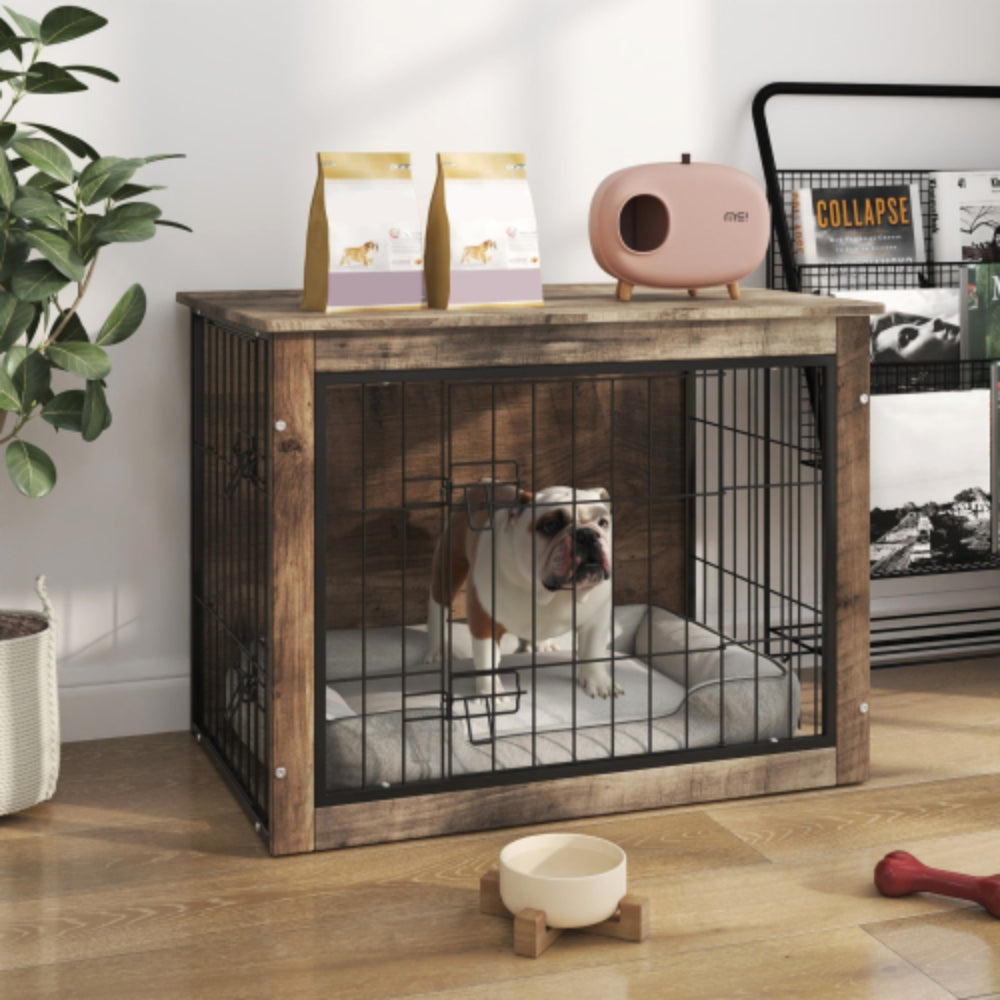 Medium Wooden Dog Crate with Double Doors | Purrfect Pet Haven