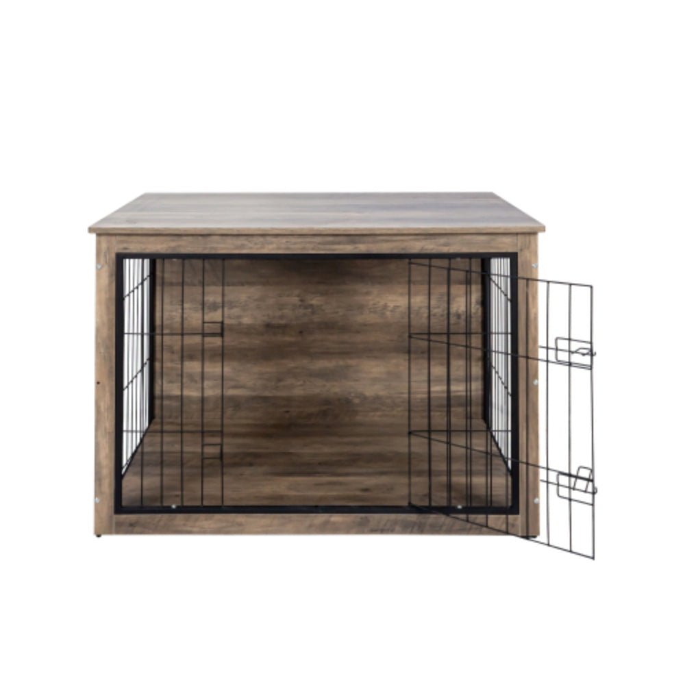 Stylish Wooden Dog Crate Furniture with Double Doors Large | Purrfect Pet Haven