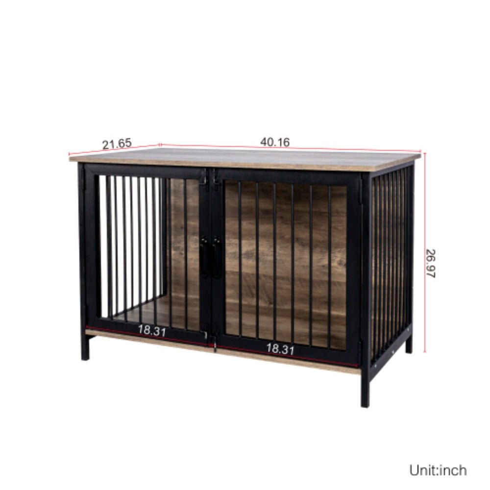 Spacious Wooden Dog Crate Furniture with 2 Doors for Large Medium Dogs | Purrfect Pet Haven