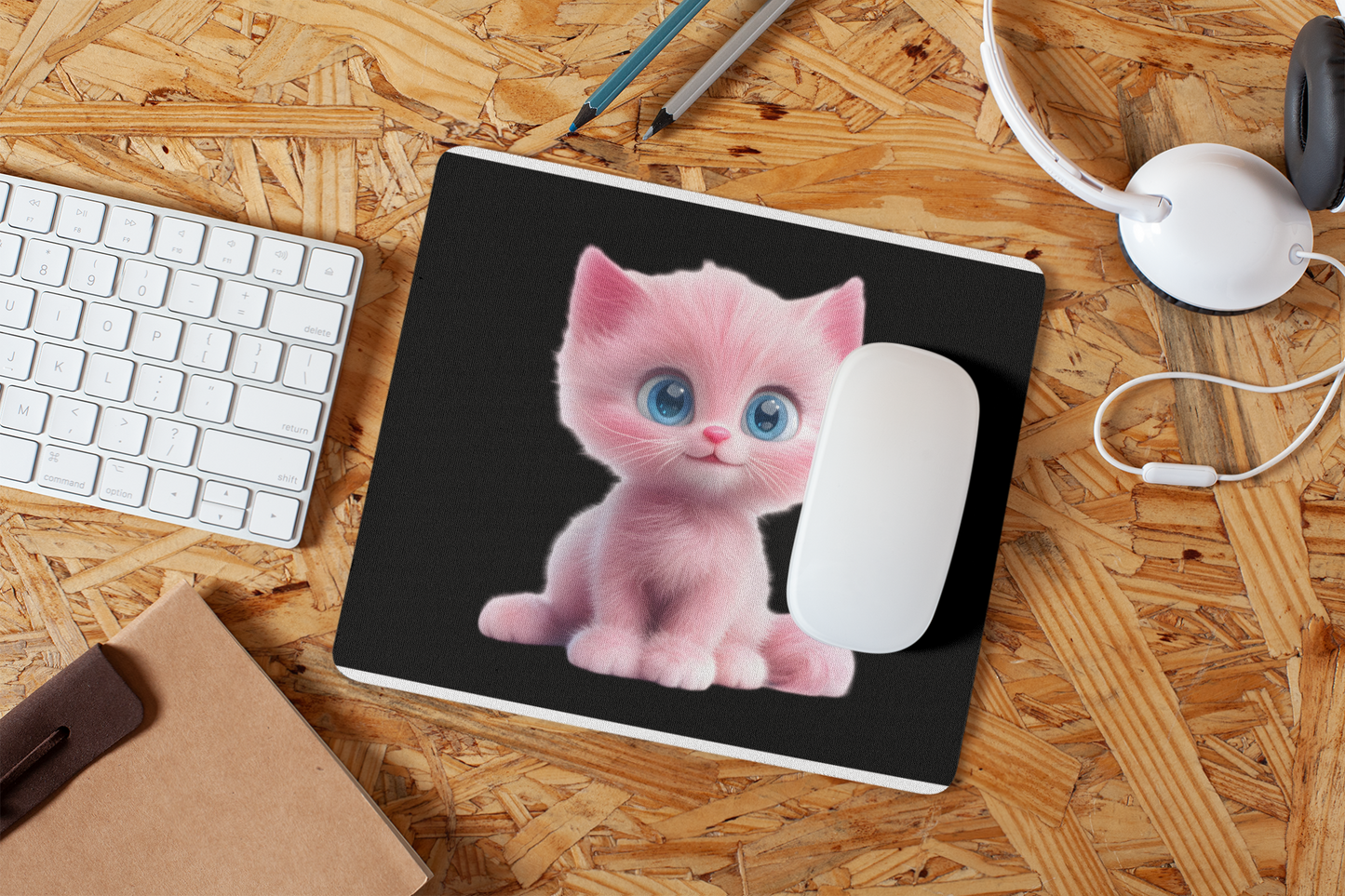 Cute Pink Cat Gaming Mouse Pad - Adorable Desk Accessory for Animal Lovers | Purrfect Pet Haven