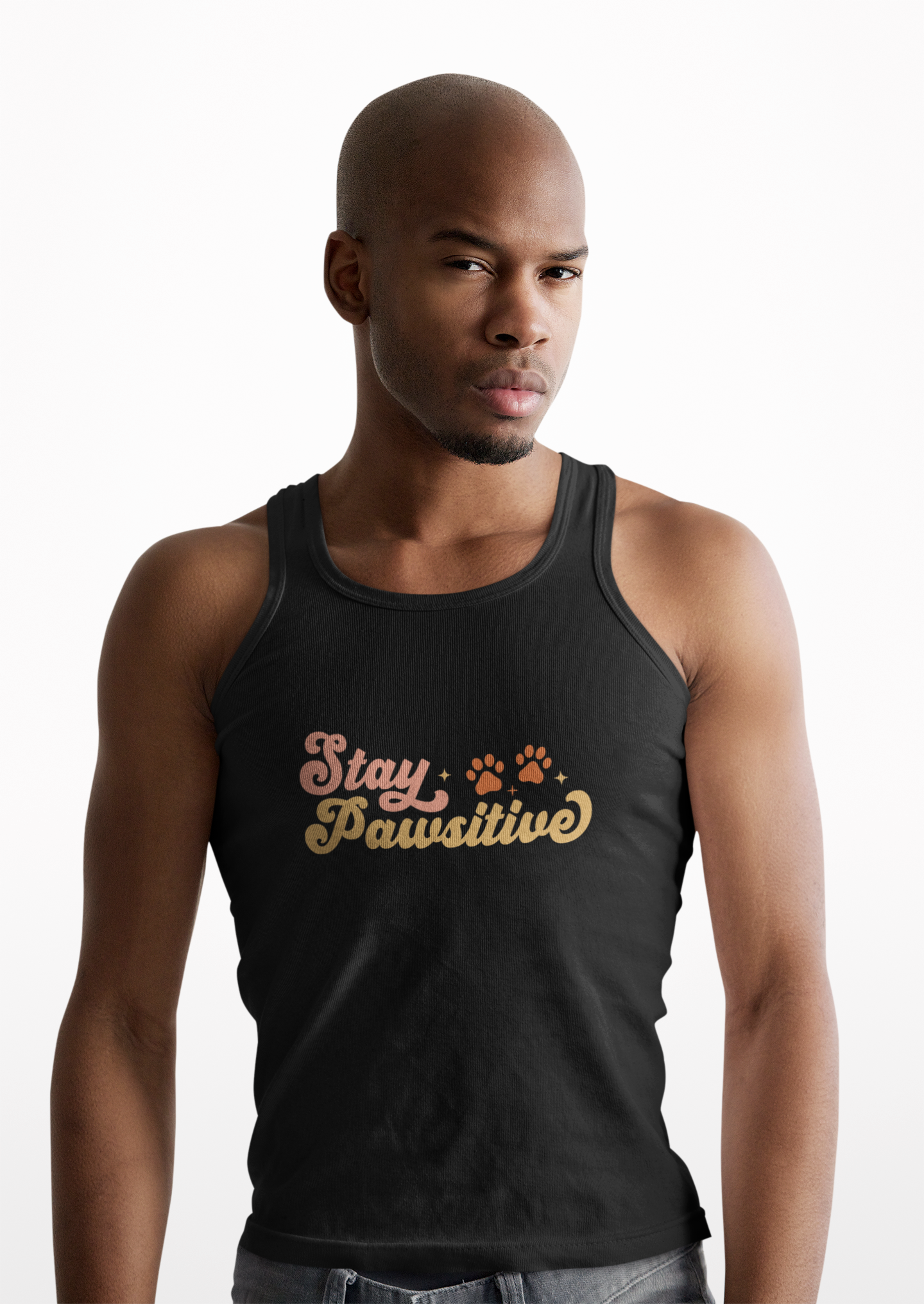 Cute Pet Lover Tank Top, Stay Pawsitive Tank, Funny Dog Lover Shirt