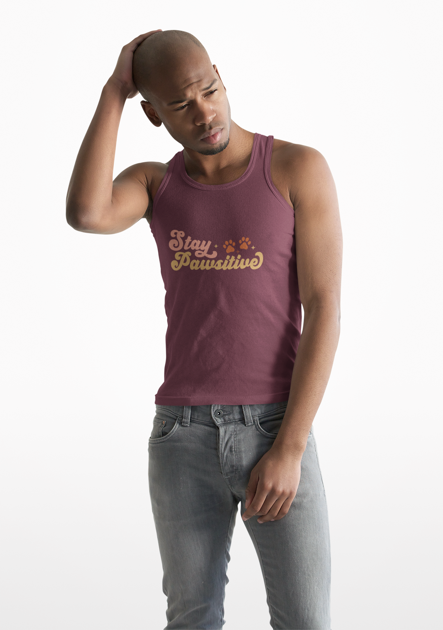 Cute Pet Lover Tank Top, Stay Pawsitive Tank, Funny Dog Lover Shirt