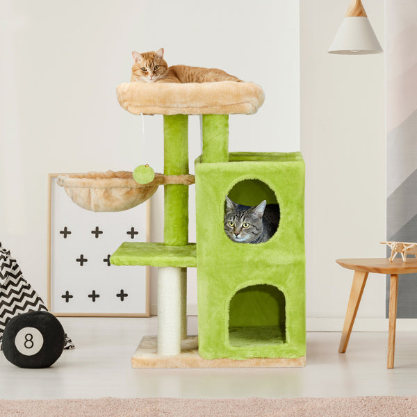 3-inch Yellow-green Speaker-shaped Double-layer Cat House Hammock Cat Bed