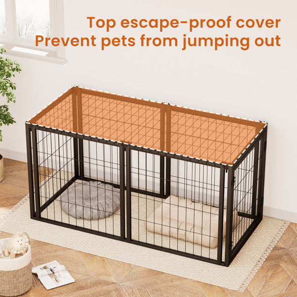 Black Iron 48 Inch Wide Front or Side Door Access Indoor Dog Cage