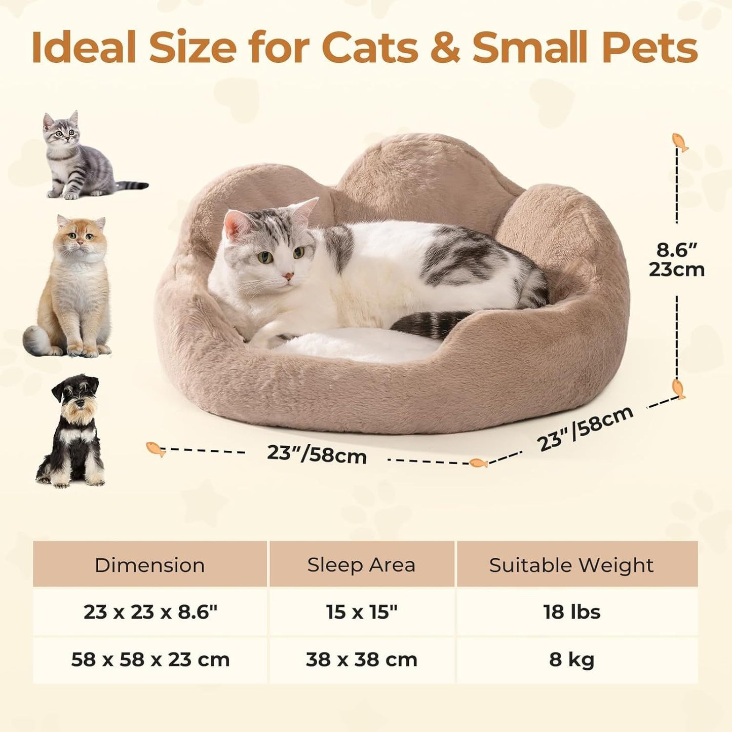 Cozy Khaki Flower Pet Bed - Washable