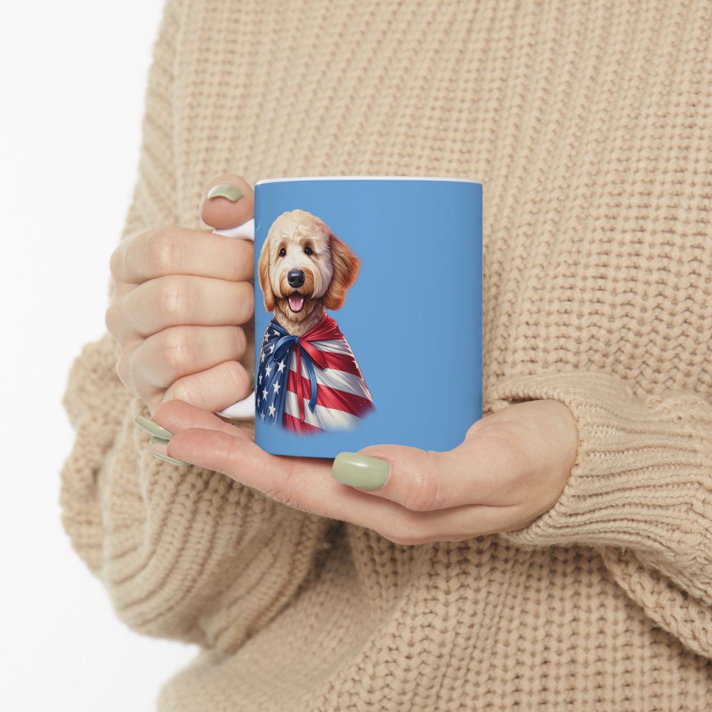 Patriotic Goldendoodle Dog Ceramic Mug - 11oz & 15oz