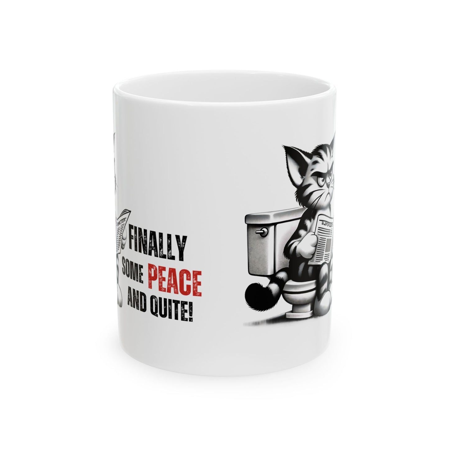 Funny Cat Ceramic Mug – "Finally Some Peace and Quiet!" – Perfect Gift for Cat Lovers | Purrfect Pet Haven