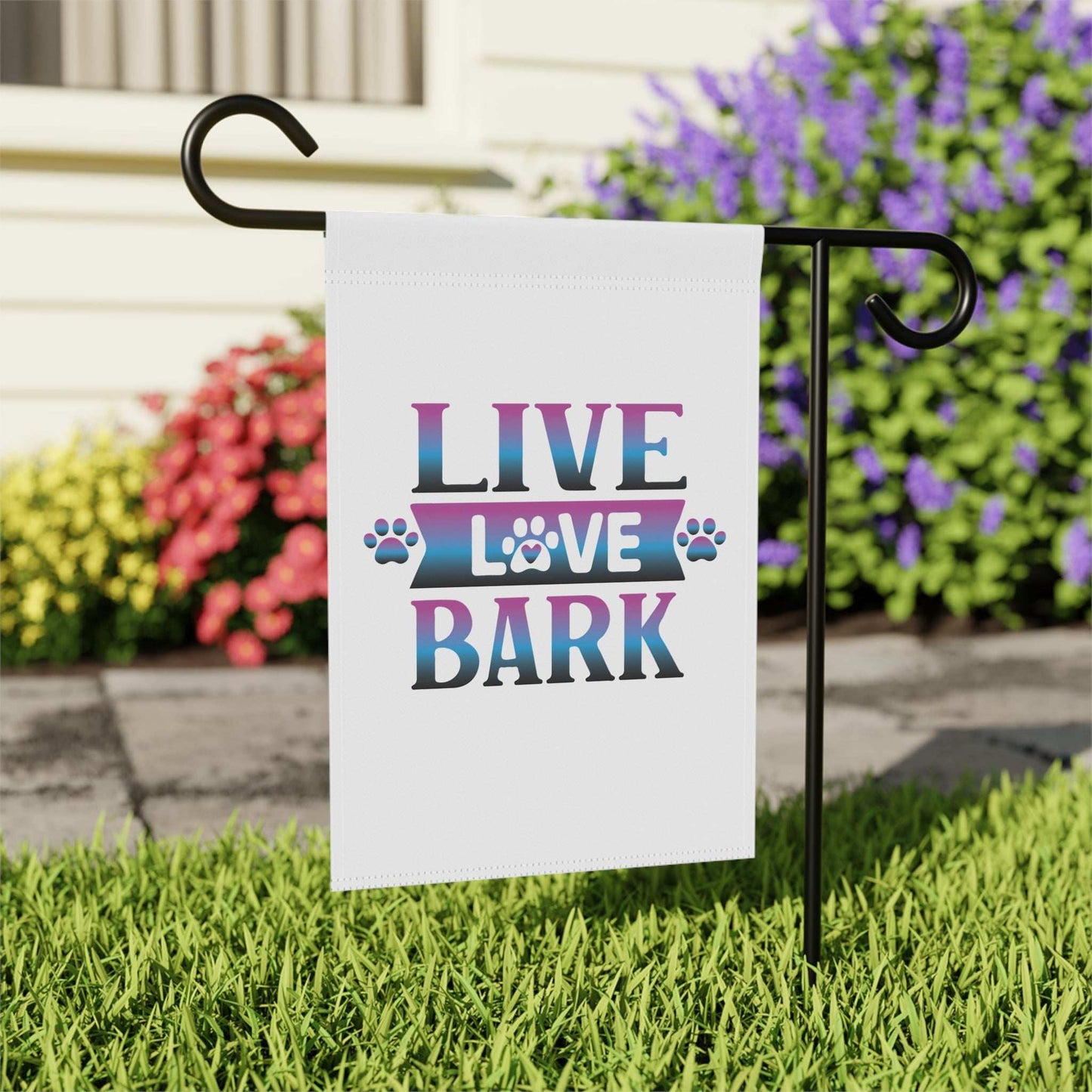 Dog Lovers Garden Banner - 'Live Love Bark' Decorative Flag - Purrfect Pet Haven