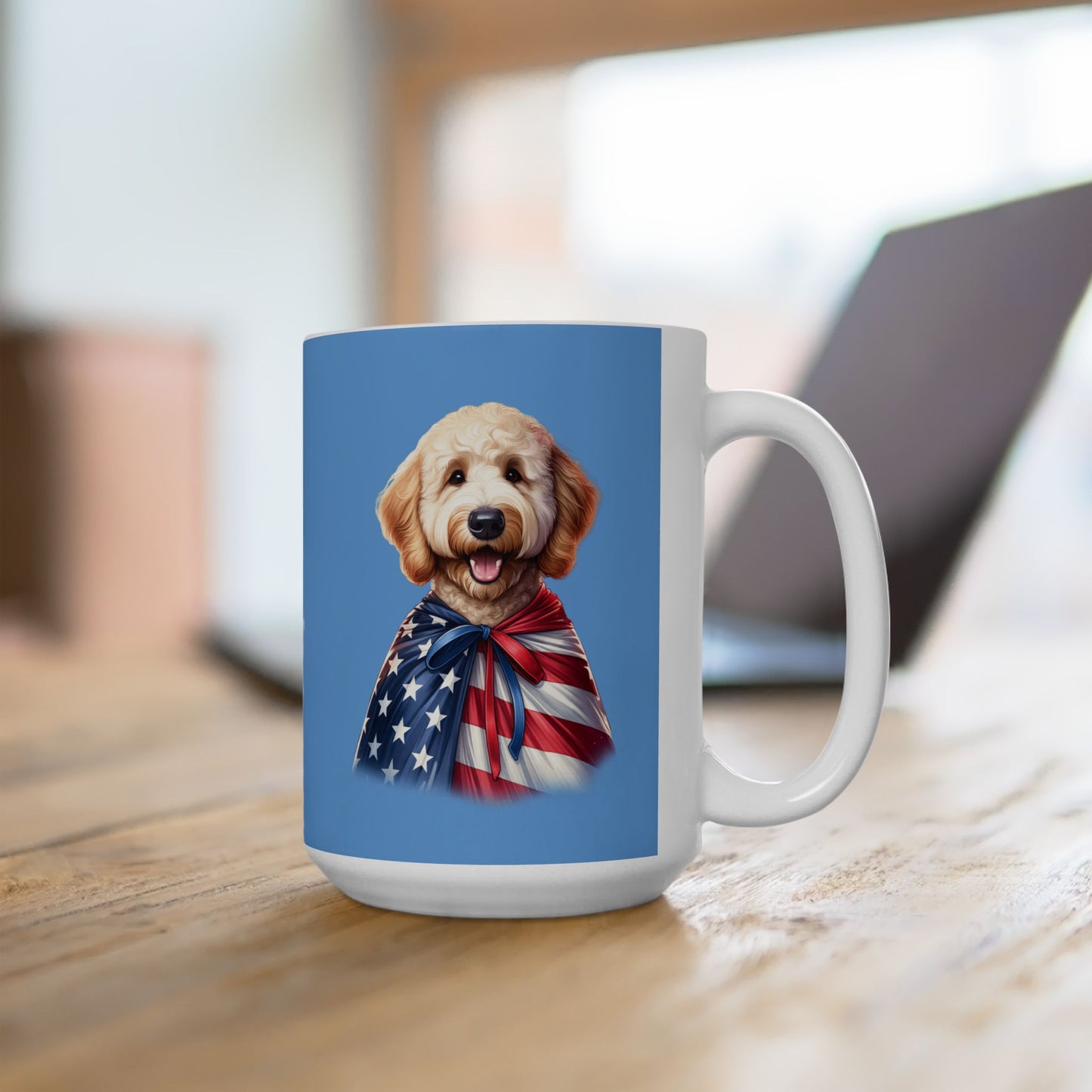 Patriotic Goldendoodle Dog Ceramic Mug - 11oz & 15oz