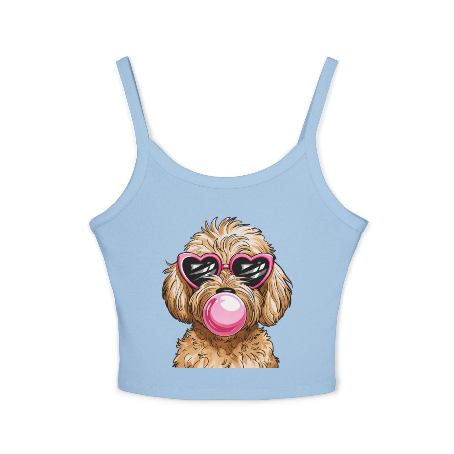 Cool Goldendoodle Blowing Bubble - Women's Spaghetti Strap Tank Top | Purrfect Pet Haven