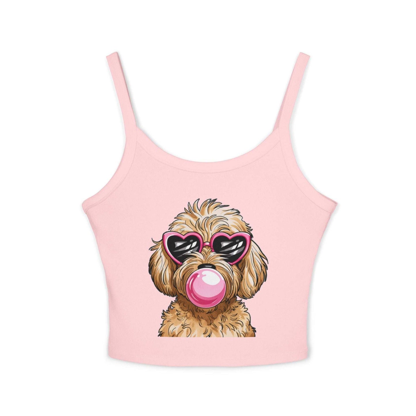 Cool Goldendoodle Blowing Bubble - Women's Spaghetti Strap Tank Top | Purrfect Pet Haven