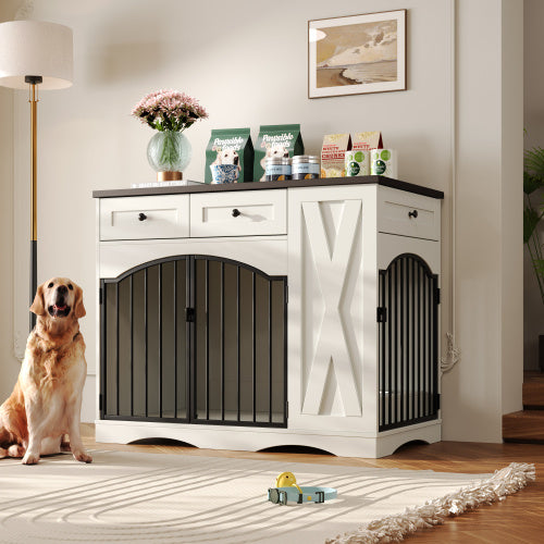 Farmhouse Dog Crate Furniture - 43.3 Inch