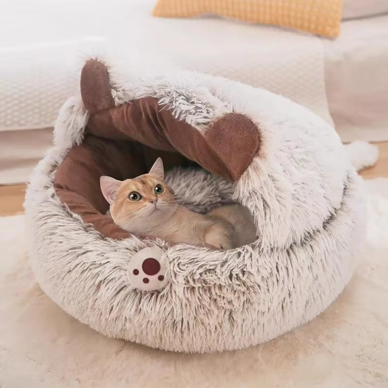 Winter Plush Cat Bed - Round Warm Nest