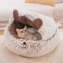 Winter Plush Cat Bed - Round Warm Nest - Purrfect Pet Haven