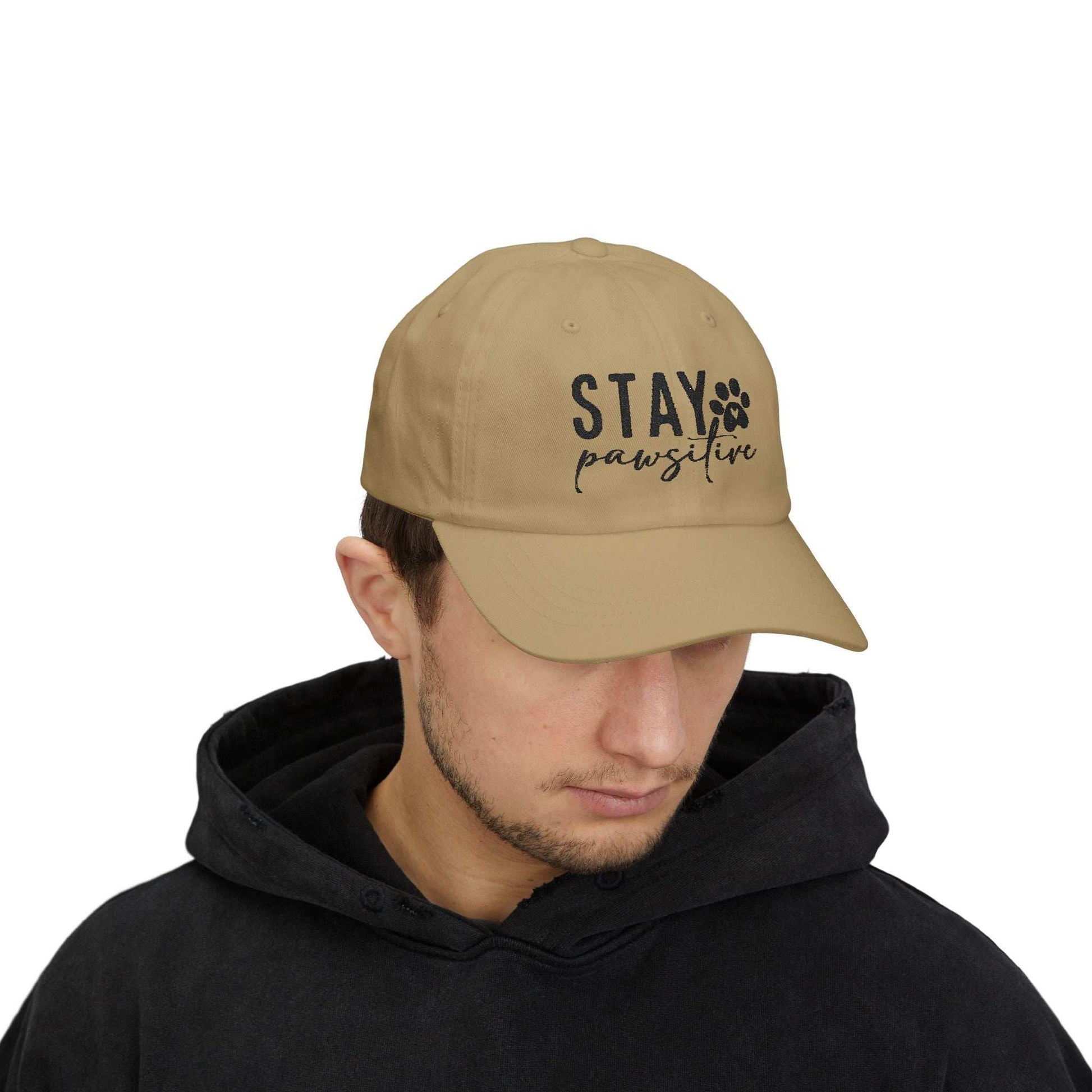 Stay Pawsitive Embroidered Dad Cap - Inspirational Pet Lover Baseball Hat - Purrfect Pet Haven