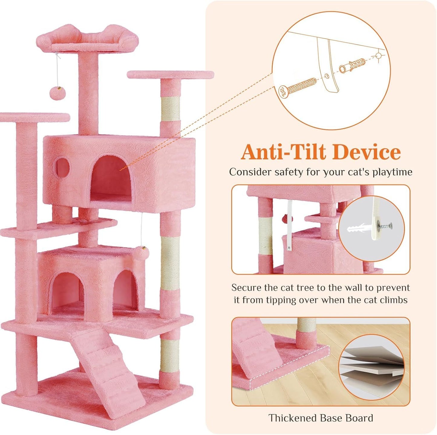 54 Inch Multi-Level Cat Tree Tower