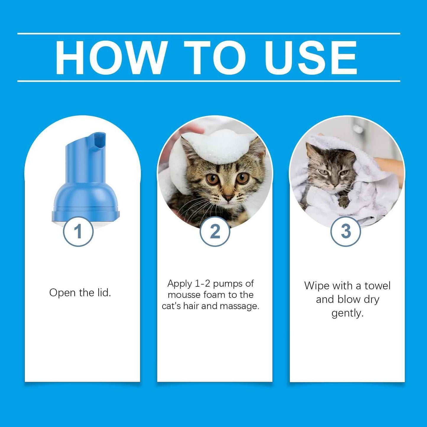 Waterless Cat Shampoo Mousse - No-Rinse Cleaning Foam - Purrfect Pet Haven