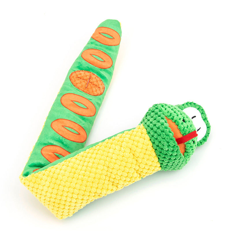 Snuffle Snake Treat Dispenser Puzzle Plush Toy IQ Training Squeaky Dog Toy