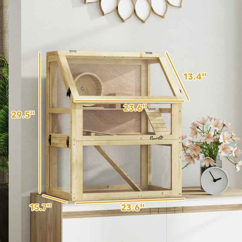 Wooden Hamster Cage - 3 Tier Detachable Bottom