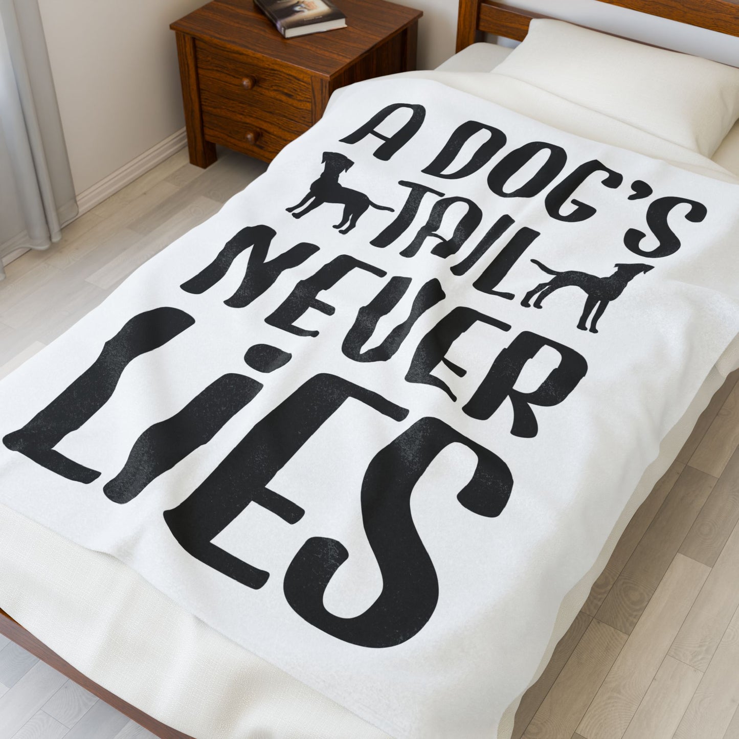 Cozy Velveteen Plush Blanket - "A Dog's Tail Never Lies" - Pet Lover Gift