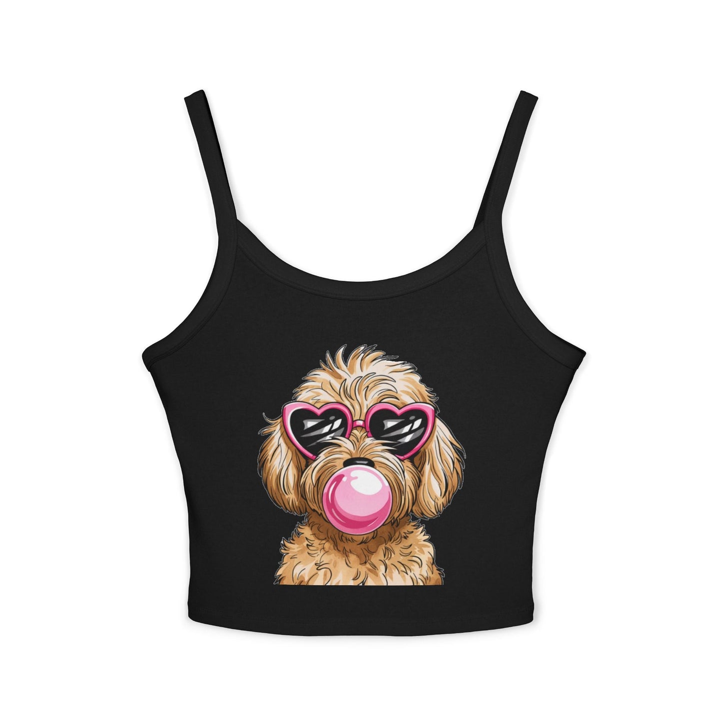 Cool Goldendoodle Blowing Bubble - Women's Spaghetti Strap Tank Top | Purrfect Pet Haven