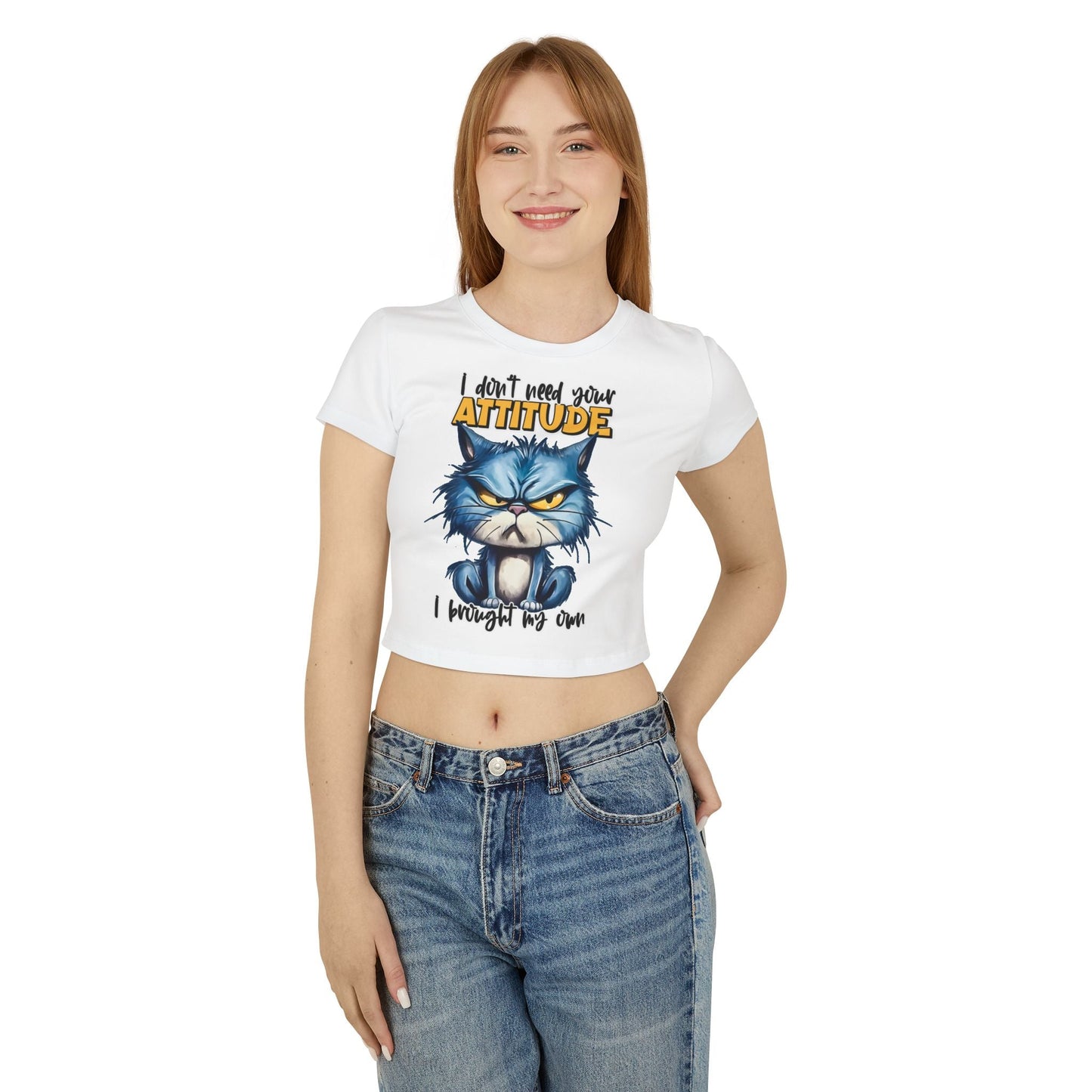 Funny Women's Baby Tee - "I Don't Need Your Attitude" Cat Graphic Shirt | Purrfect Pet Haven