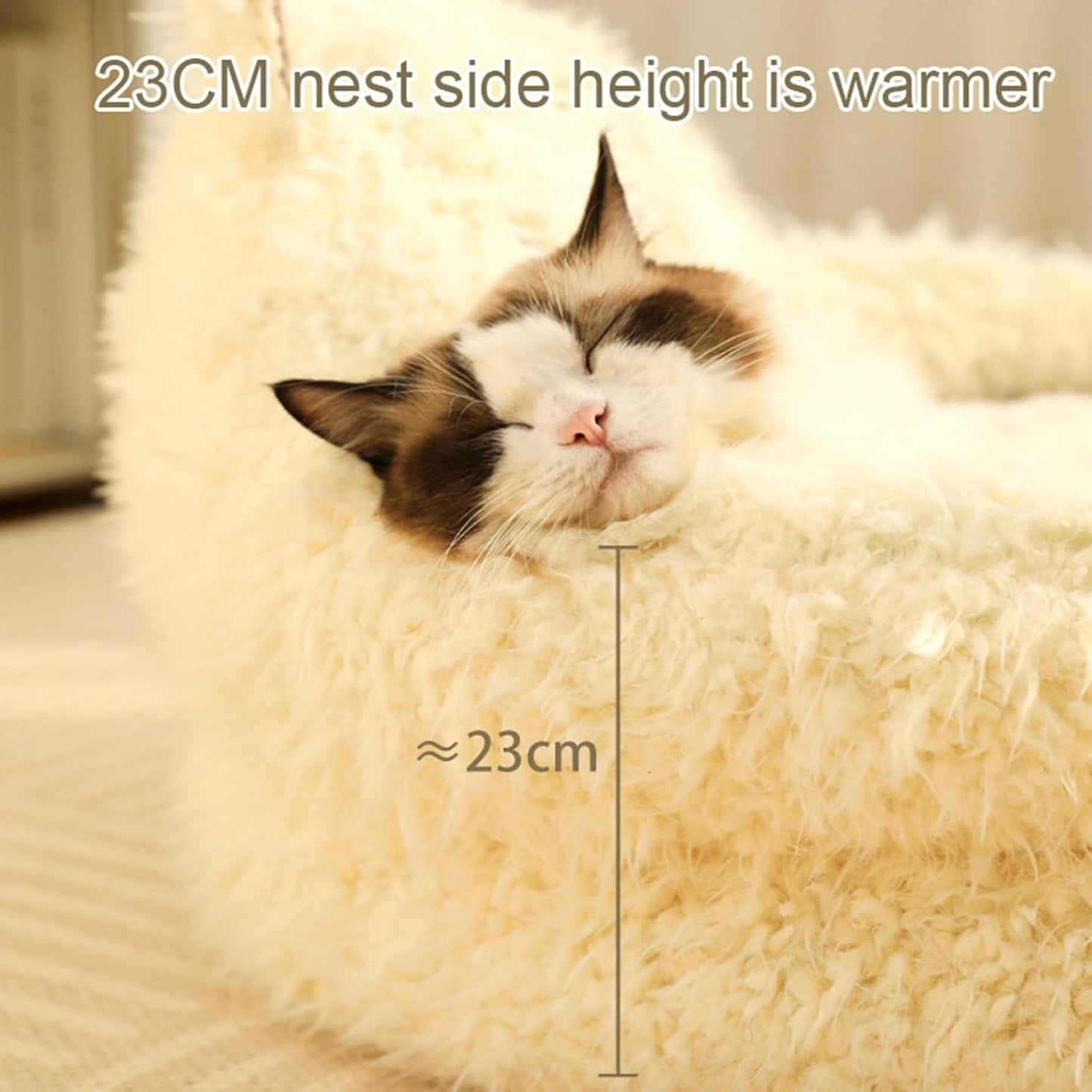 Alpaca Anti Slip Bottom Calming Raised Edges Pet Bed with Detachable Plush Pads
